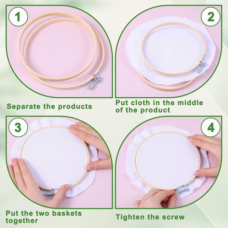 simarro 2 Pieces Embroidery Hoops, 4" and 6" Round Embroidery Hoops Bamboo Round Cross Stitch Hoops, Adjustable Frame Hoop for Embroidery, Cross Stitch, Art Craft Sewing, and DIY Decoration - Image 3